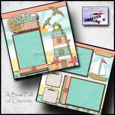 SHELLS BY THE SHORE 2 2 premade scrapbook pages paper BEACH OCEAN CHERRY 0314