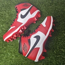 Jordan 1 Mid Football Cleats Size 12.5 Red Chicago New