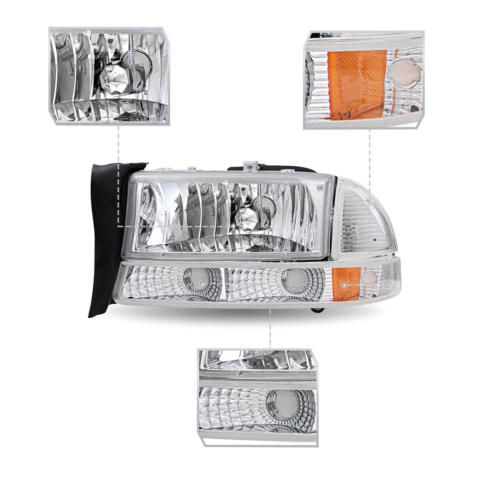 Farol transparente esquerdo+direito para 1997-2004 Dodge Dakota 1998-2003 Durango - Imagem 4 de 4