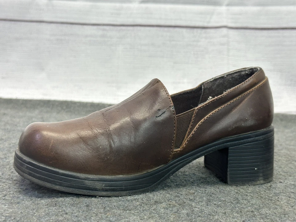 Y2K 2000s Chunky Leather Square Toe Mules Slides Boho Fairy Grunge Hippie 6 - Image 4 of 4