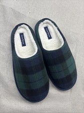 New Club Room Men's Jake Plaid Slip On Slippers Blue Green Small 6- 7
