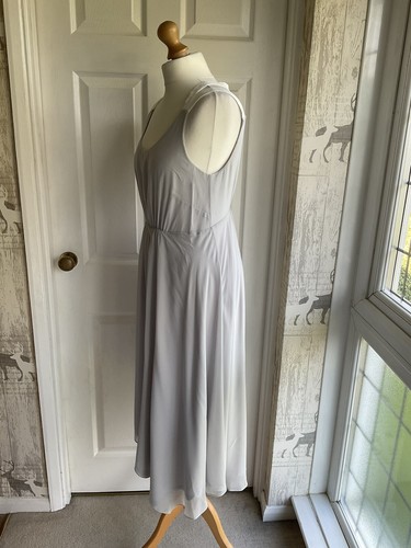 Mint Velvet Silver Grey Floaty Asymetric Strappy Occasion Dress Size 12 - 第 3/4 張圖片