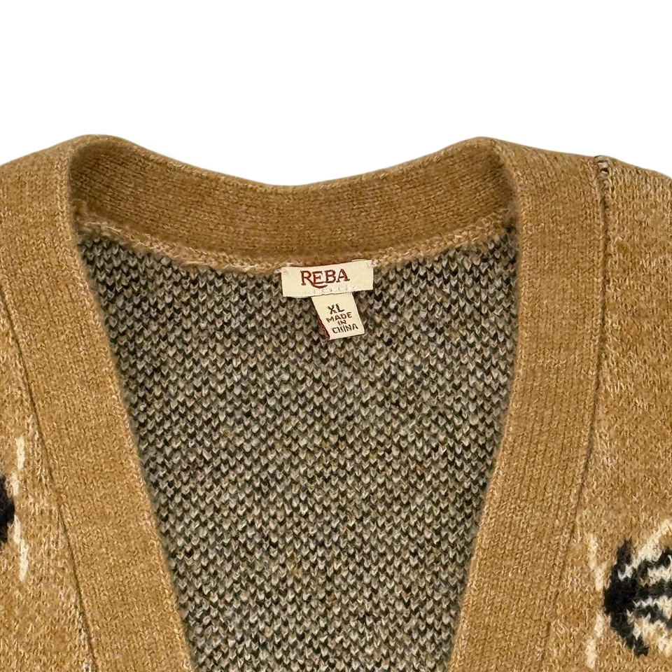 Reba Equestrian Horse Knit Cardigan Sweater Women’s Sz XL Tan Western Ranchwear - Image 4 of 4