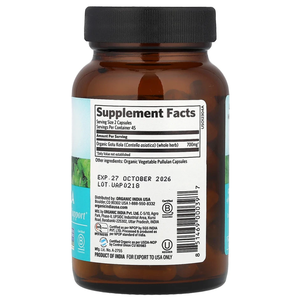 Gotu Kola, 90 Cápsulas Vegetarianas (350 mg por Cápsula) Foto 2 de 3