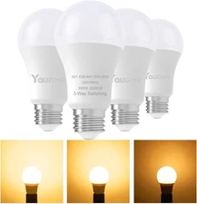 Youtime 3 Way Light Bulbs 50 100 150 Watt 4 Count(Pack of 1), Soft White 