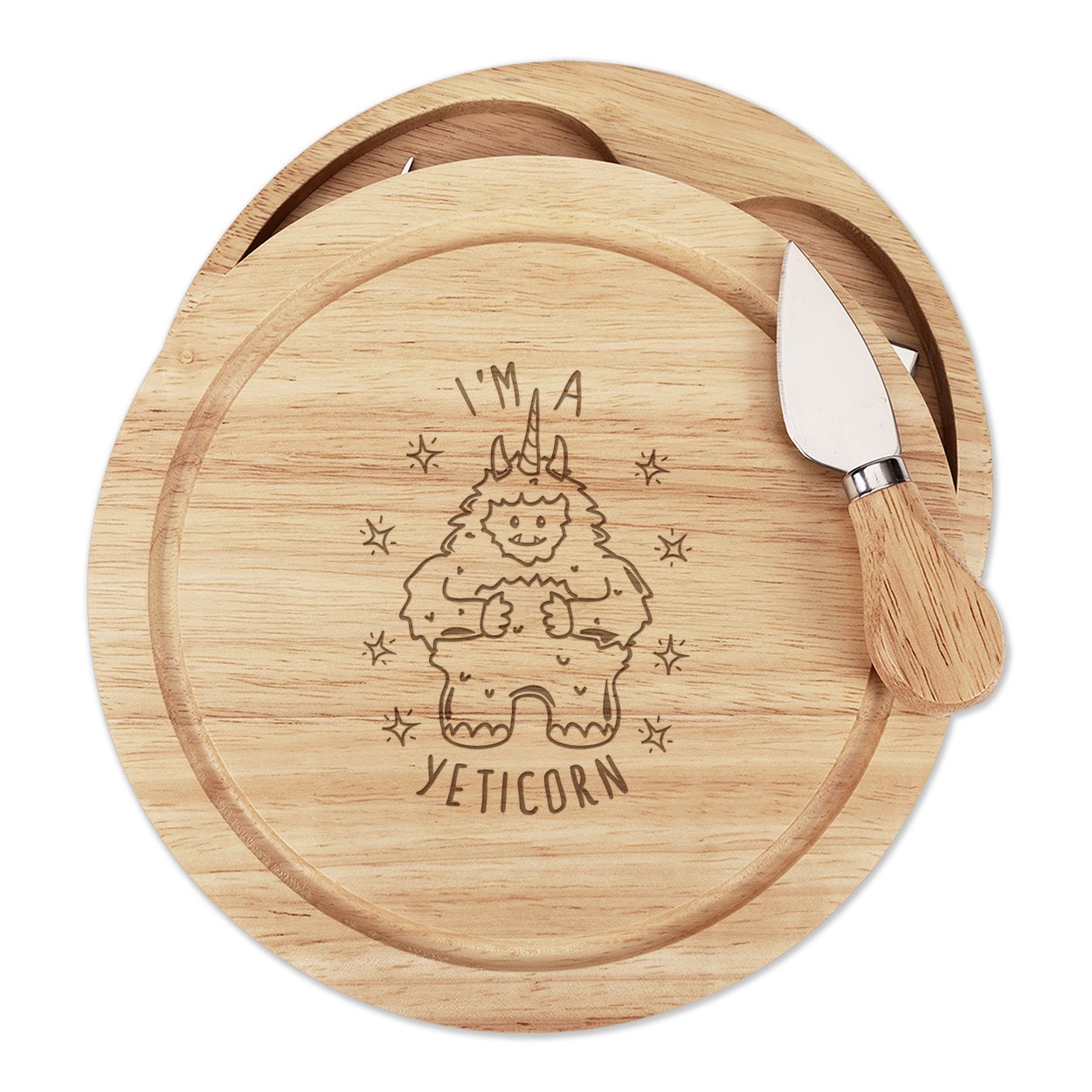 I'm A Yeticorn Cheese Board Knife Set Funny Yeti Unicorn Animal