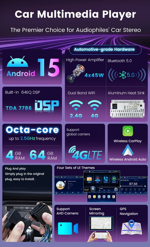 6+128GB Für Isuzu D-Max 2012-2016 Android 15 Autoradio DAB+ CarPlay DSP RDS WIFI - Bild 3 von 4