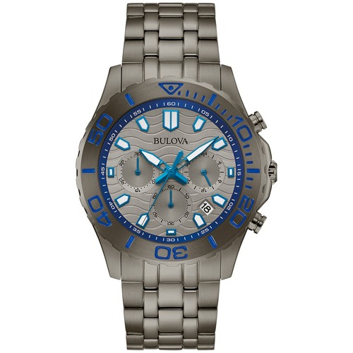 Bulova Men's Sport Chronograph Gray Stainless Steel Quartz Watch 42MM 98B434
