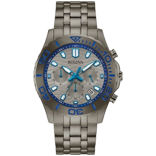 Bulova Men's Sport Chronograph Gray Stainless Steel Quartz Watch 42MM 98B434