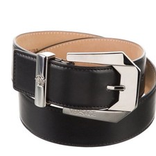 Versace Women's Black Dress Belt Silver Buckle Adjustable Designer Logo