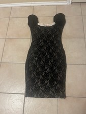 383 Mia De Andrea Niñas 28/L Vestido Manga Corta Ambiente Gitano Negro Floral Encaje.
