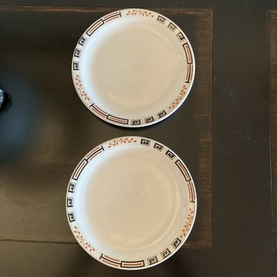 2 Sterling Black Gold Luncheon Plate Set Vintage Restaurant Ware Dishes 6.5 