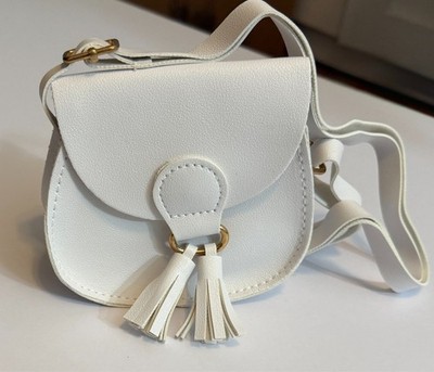 Girls White Mini Crossbody Purse Tassel Small Kids Shoulder Bag NWT