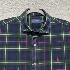 Polo Ralph Lauren Shirt Mens XL Blue Green Plaid Long Sleeve Button Down Flannel
