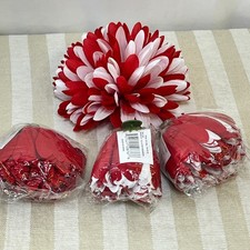 Silk Mum Lot of 4 6.5" 15 Layers 3 are Bi-Color Red/White 1 Solid Red ACI Brand