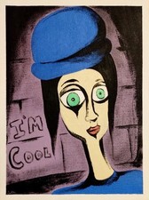 I'M COOL GIRL POP OUTSIDER ART DIPINTO SU TELA SCIOLTA..9 X 12 DI: JORDO #2