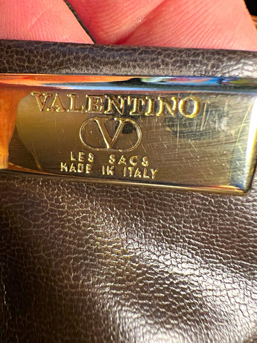 Valentino Brown Logo Drawstring Backpack w/ Front Zip Pocket Gold ...
