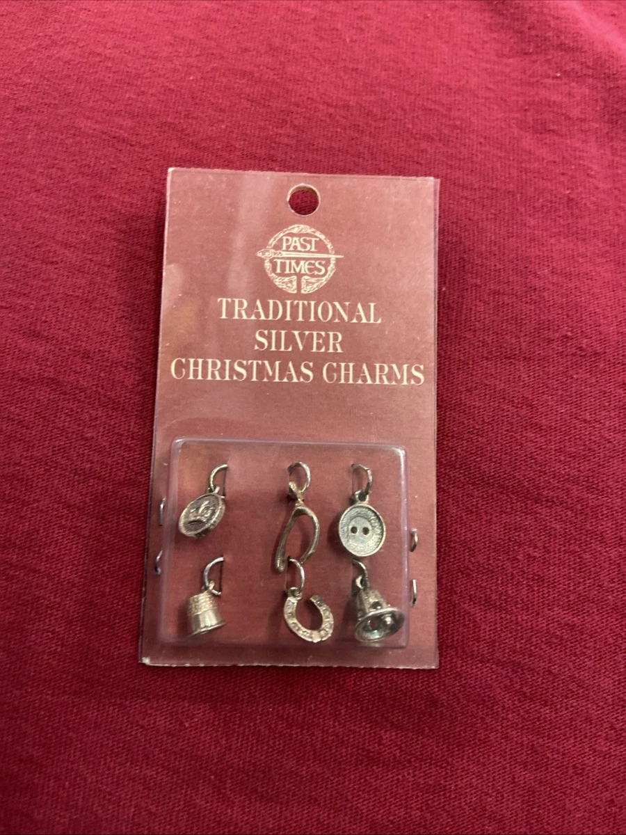 Traditionelle massive Silber Weihnachten Charms Vintage vergangene Zeiten New Old Stock.