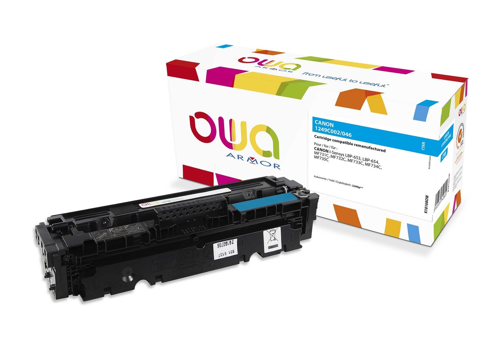 Toner laser remanufacturé cyan Armor OWA pour réussir vos dossiers d'équipe sur Canon 046