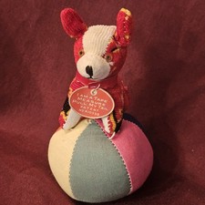 Vtg 1950s Puppy Dog on Ball TAPE MEASURE PIN CUSHION Original PAPER TAG Japan