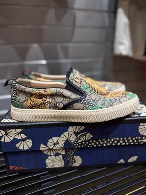 Gucci Men's Designer GG Bangel Tiger Slip-on Shoes Size 9G/9.5US Authentic