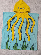 Baby Hooded Towel with Hood Yellow Blue Green Octopus Sea Life Theme