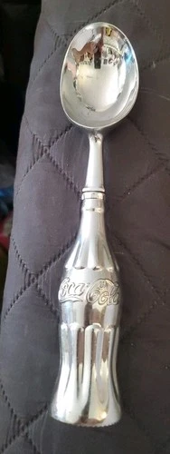 Vintage Coca-Cola Ice Cream Scoop with Bottle Handle 8” 1995 Metal Chrome Finish
