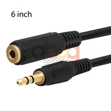 6 Inch AUX Extension Cable 1/8" 3.5mm Male Plug to Female Jack Stereo Audio Cord