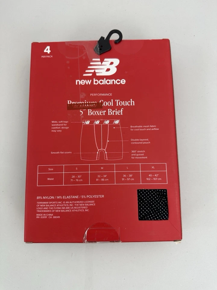 New Balance Premium Cool Touch para hombre 5 pulgadas Pack de 4 calzoncillos boxer XL lunares múltiples Foto 2 de 4