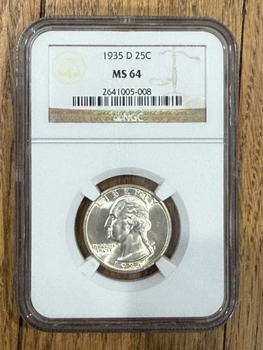 1935-D  Washington Quarter  NGC MS 64  White/Beauty
