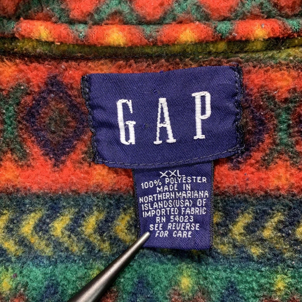 Vintage GAP Fleece Jacket Womens XXL Multicolor Aztec Pattern Full Zip 90s - Image 4 of 4