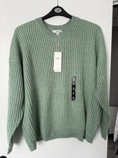M S BNWT BEAUTIFUL SUPER SOFT FRESH GREEN RIBBED LADIES JUMPER XL 20/22