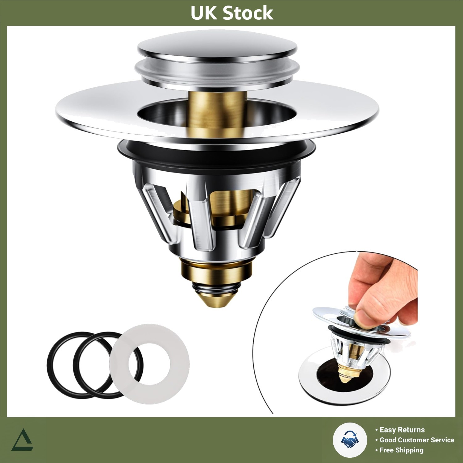Universal Basin Sink Pop Up Drain Plug Strainer 34-45mm Hole, 1 Pack