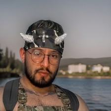 Bandana testa mimetica corno strass "Diablo" personalizzata unica