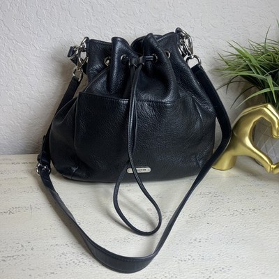 Coach (2013) Avery Black Leather Classic Drawstring Bucket Bag Model F27003