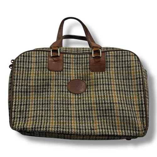 Vintage Molmax London Harris Tweed Briefcase Soft Shell Suitcase Leather Accents