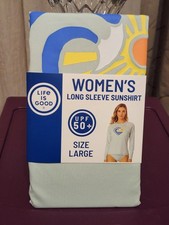 LIFE IS GOOD Women's Rash Guard UPF50 Cycle Surf Swim Long Sleeve Shirt L New