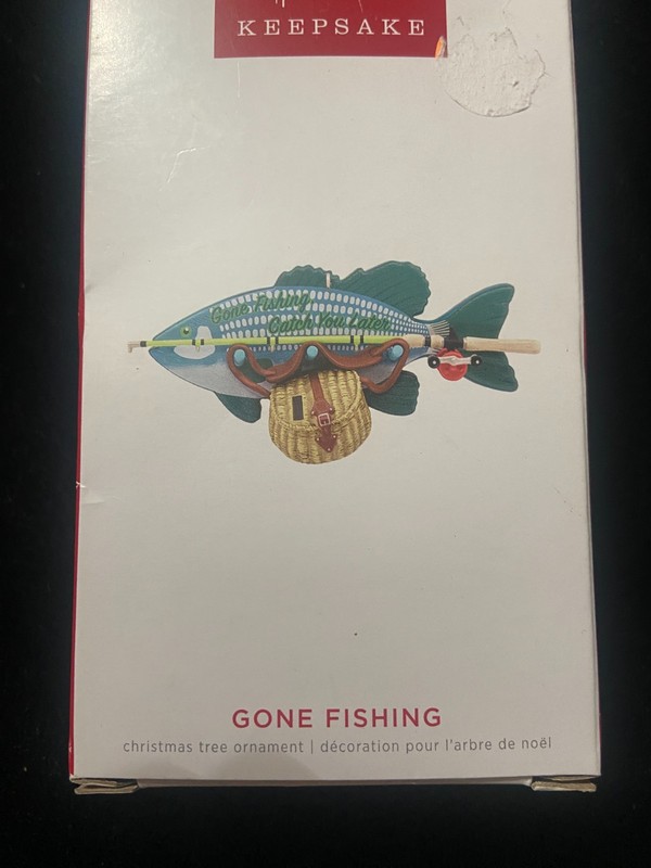 Hallmark 2022 Gone Fishing Fish Pole Basket Christmas Ornament