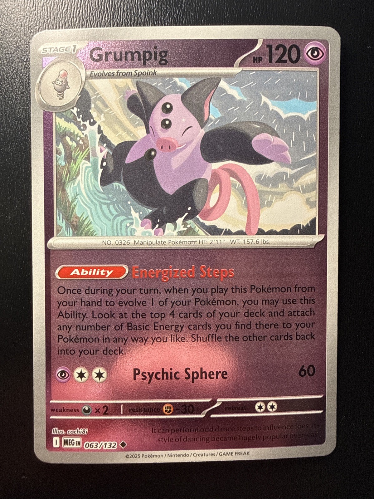 FREE SHIPPING Grumpig | 63 | Pokemon | Mega Evolution | Reverse Holo