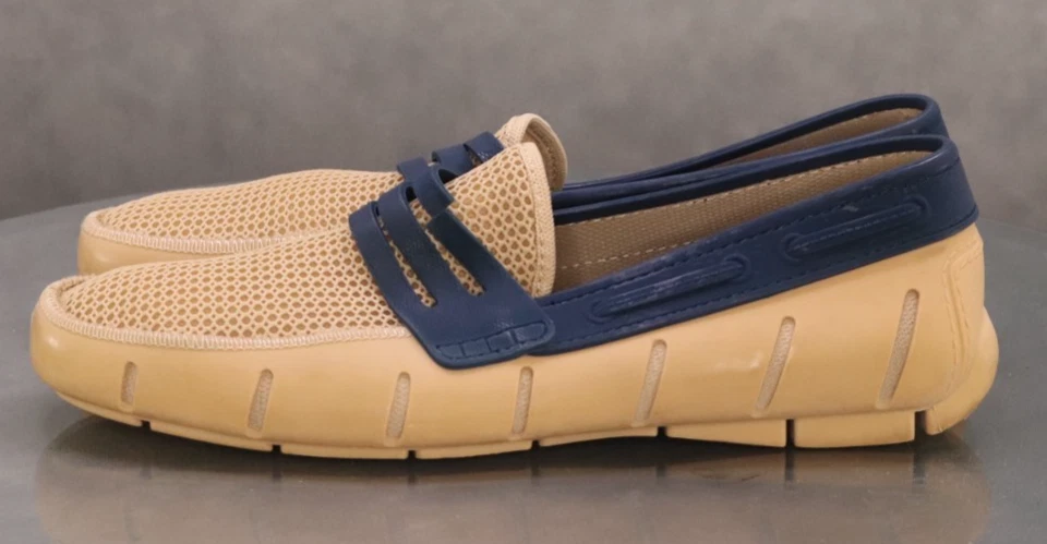 Robert Wayne Floats Yacht Men's Boat Shoes Size 8 Tan Blue - Image 2 of 4