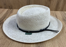 VTG Chi Chi Fedora Straw Sun Golf HAT Leather Strap Trim Made In USA One Size