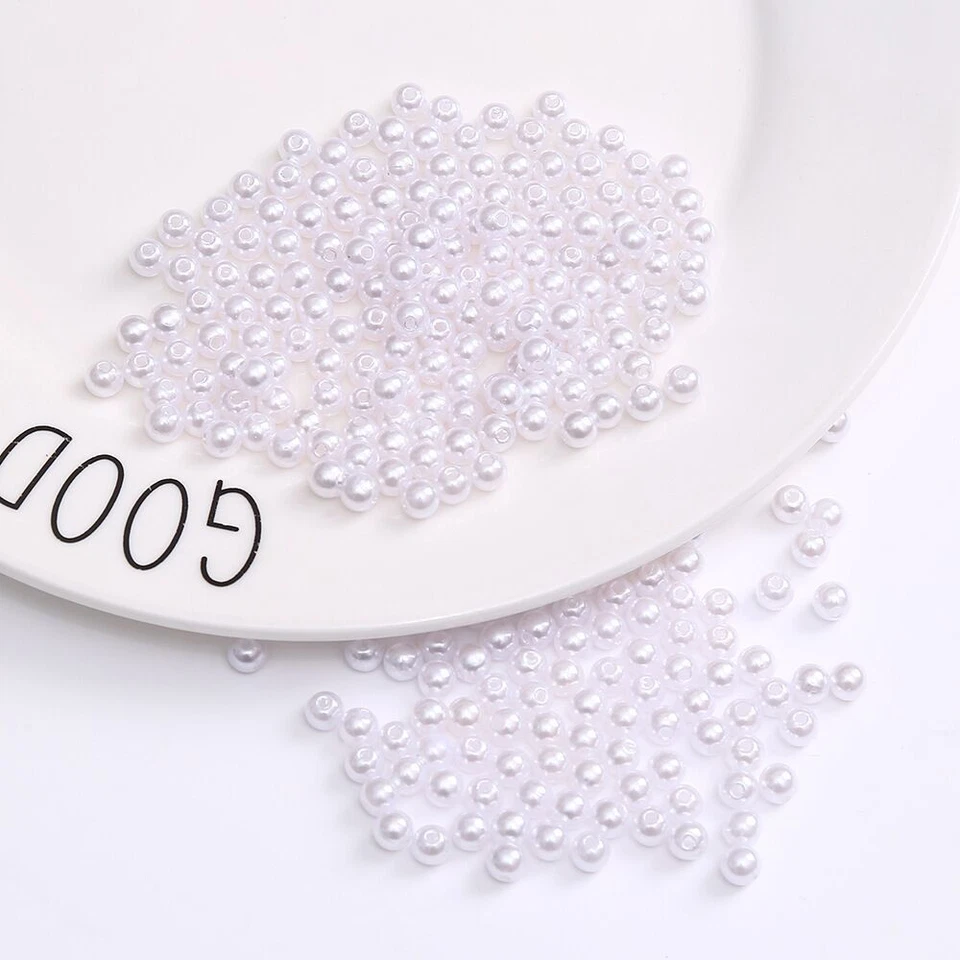 10000 cuentas redondas de perlas de imitación blancas puras perlas de imitación de 3 mm mini cuentas espaciadoras Foto 2 de 4