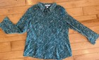 Coldwater Creek No Iron 14 Petite LP Blouse Lightweight Greens Blues Attractive!
