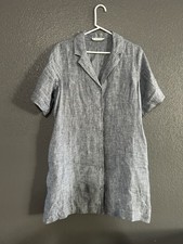 EVERLANE The Daytripper Dress 100% European Flax Linen White Blue Stripe Size M