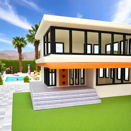 Miniature Palm Springs Mid Century Modern House The Palmetto Pad 1:87 HO Scale - Picture 3 of 18