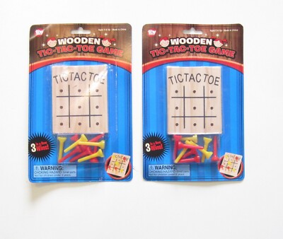 2 NEW WOODEN TIC TAC TOE GAMES  WOOD TRAVEL GAME KIDS CLASSIC TOY TIC-TAC-TOE