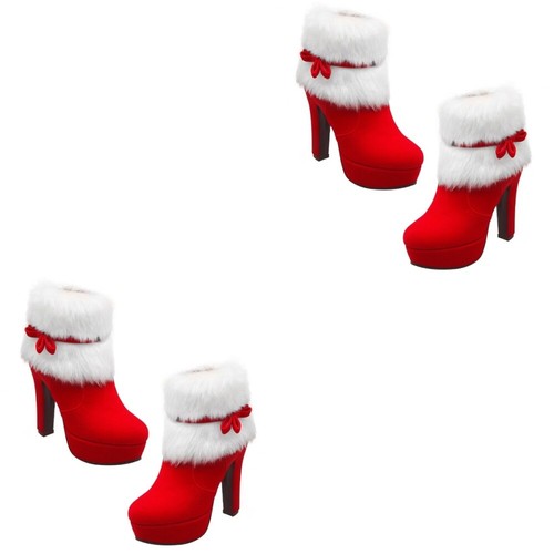 2 Count Winterstiefel Schuhe Ornamente Manschettenstiefel Braut - Bild 9 von 12