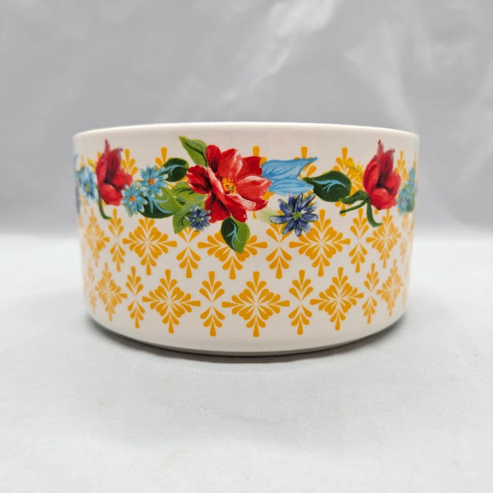Tazón redondo de gres anidado floral amarillo Pioneer Woman 2018 sin tapa Foto 4 de 4