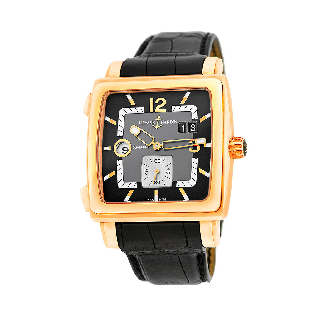 ULYSSE NARDIN 18K Rose Gold 42mm Quadrato Dual Time 246-92 Box 