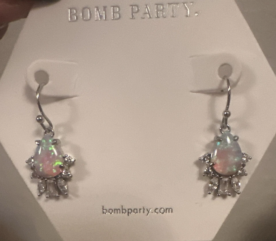 Pendientes Bomb Party - RBP3709 - Ópalo de Fuego Rosa Claro Foto 3 de 4